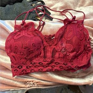 Elegant Lace Bralette in Rich Red